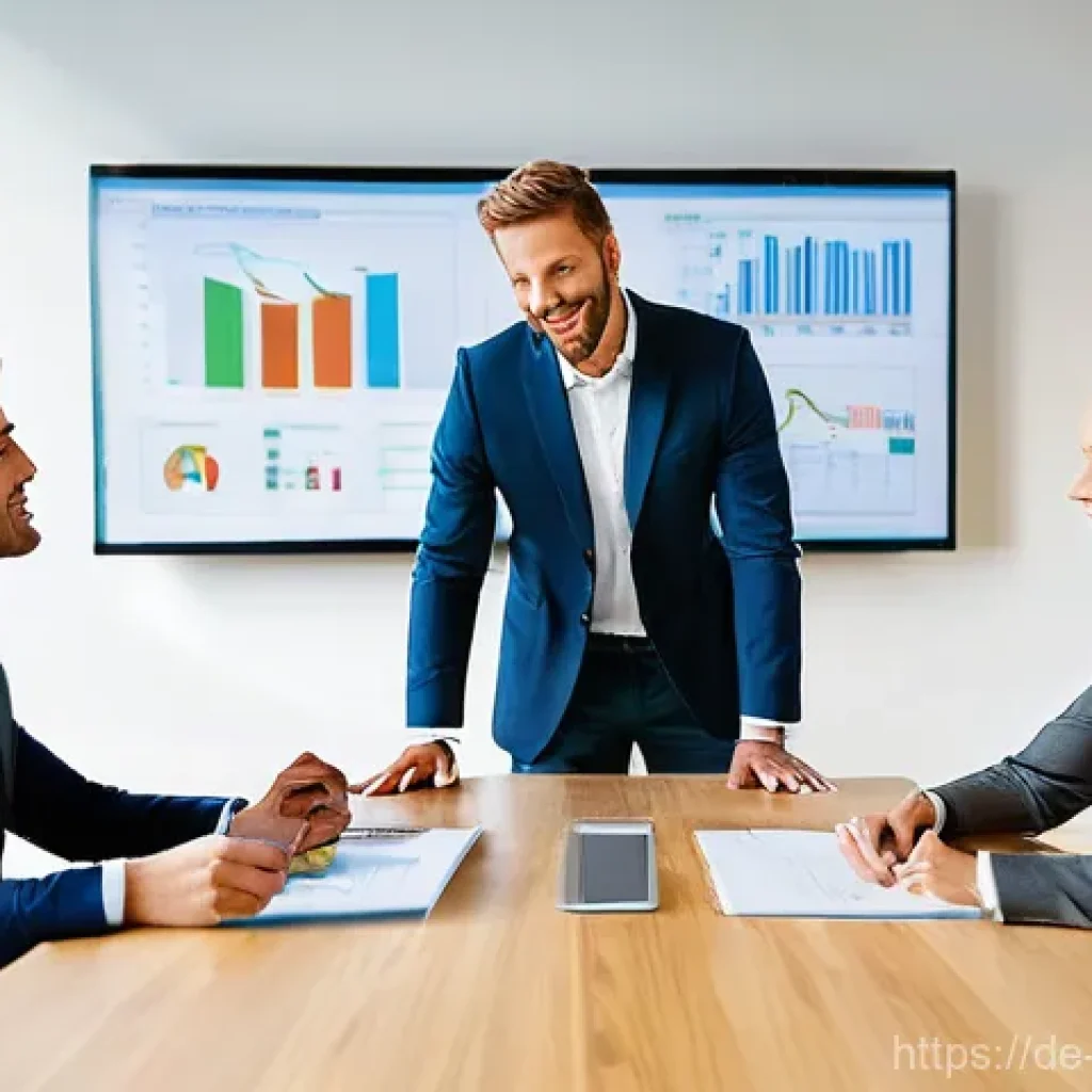 경영지도사와 기업 회생 컨설팅 - **Prompt:** A diverse group of four professionals, including a male and female management consultant...